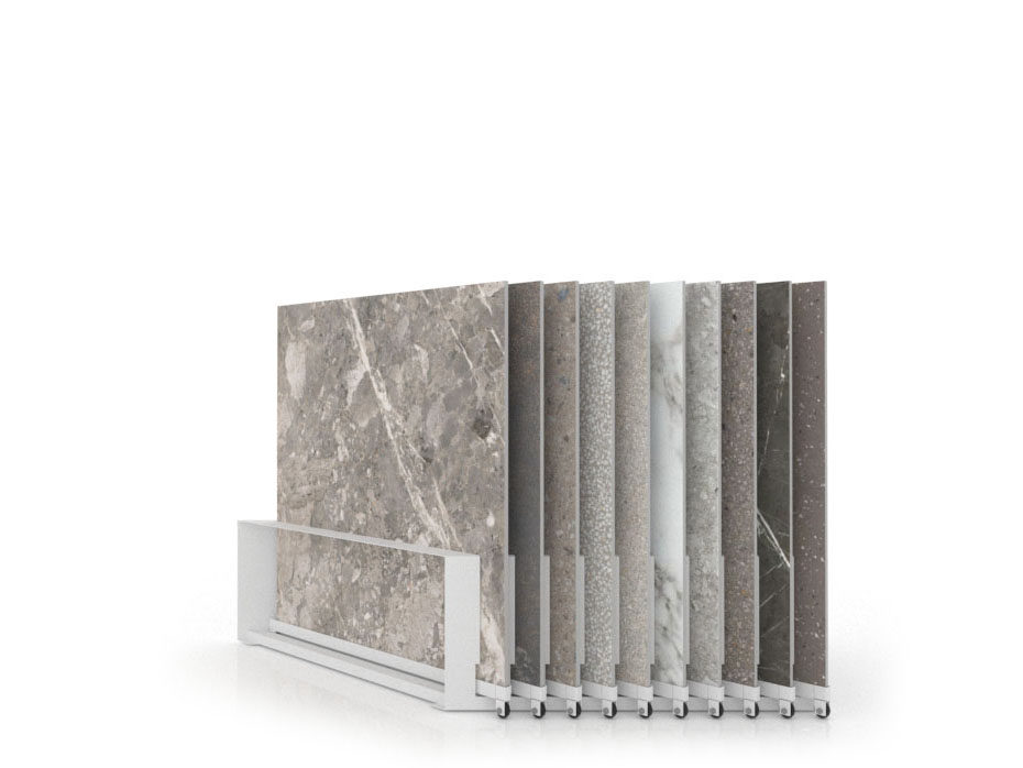 Expositor de azulejos Chicago V45 10P dx 100x100 blanco cerrado