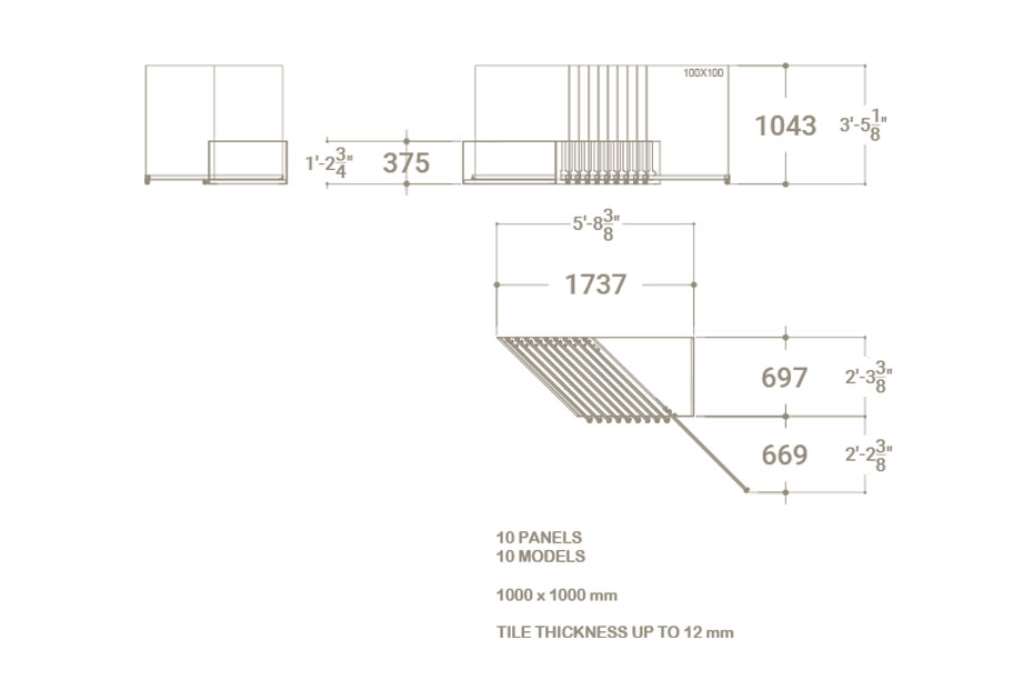 Expositor de azulejos Chicago V45 10P dx 100x100 plano