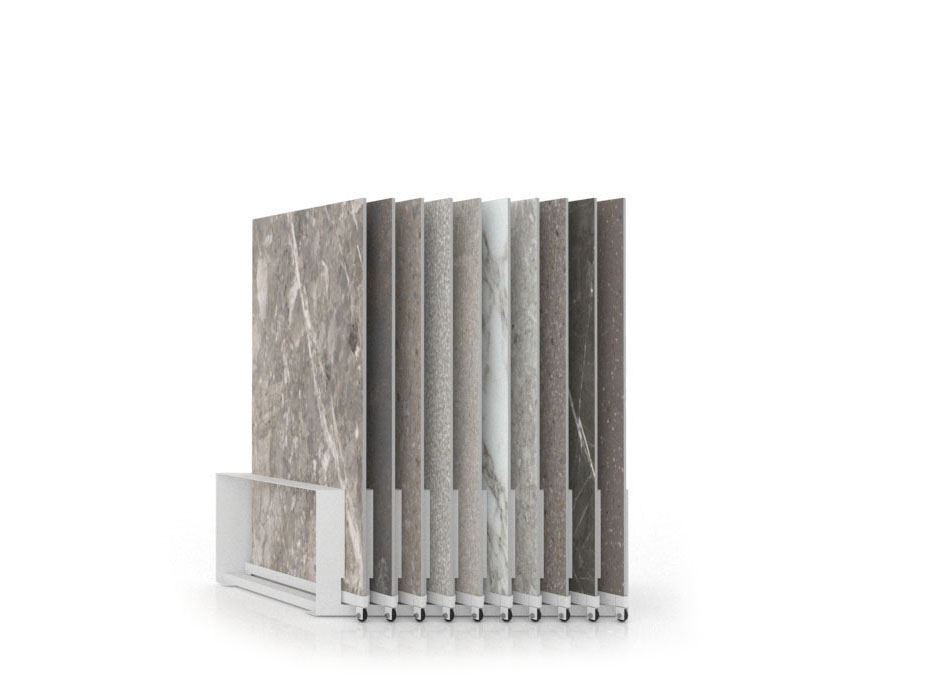 Expositor de azulejos Chicago V45 10P dx 120x60 blanco cerrado