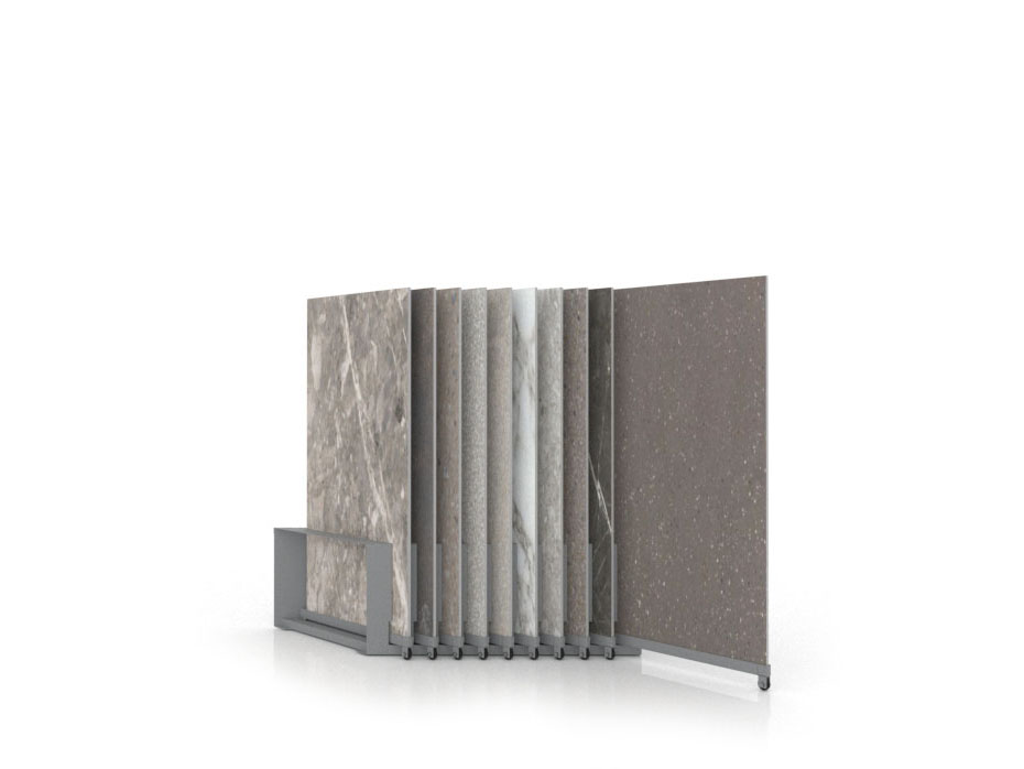 Expositor de azulejos Chicago V45 10P dx 120x60 plata abierto