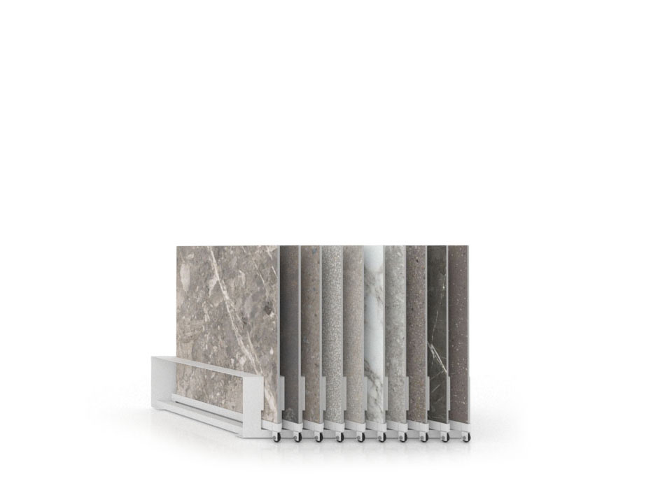Expositor de azulejos Chicago V45 10P dx 75x75 blanco cerrado