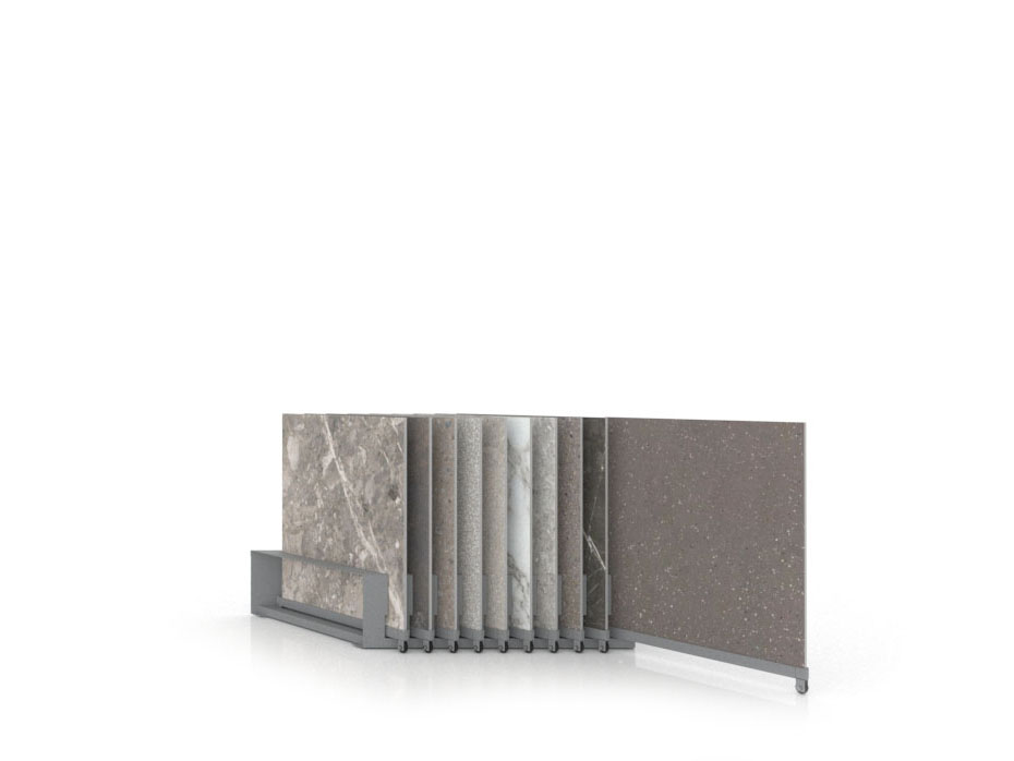 Expositor de azulejos Chicago V45 10P dx 75x75 plata abierto