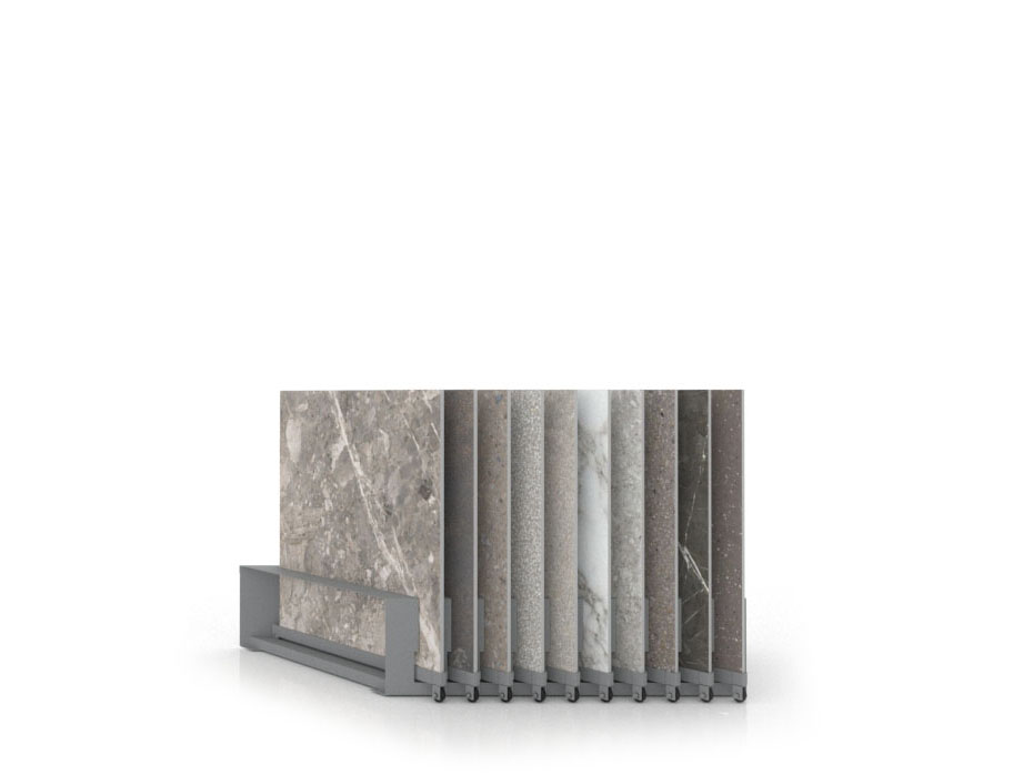 Expositor de azulejos Chicago V45 10P dx 75x75 plata cerrado