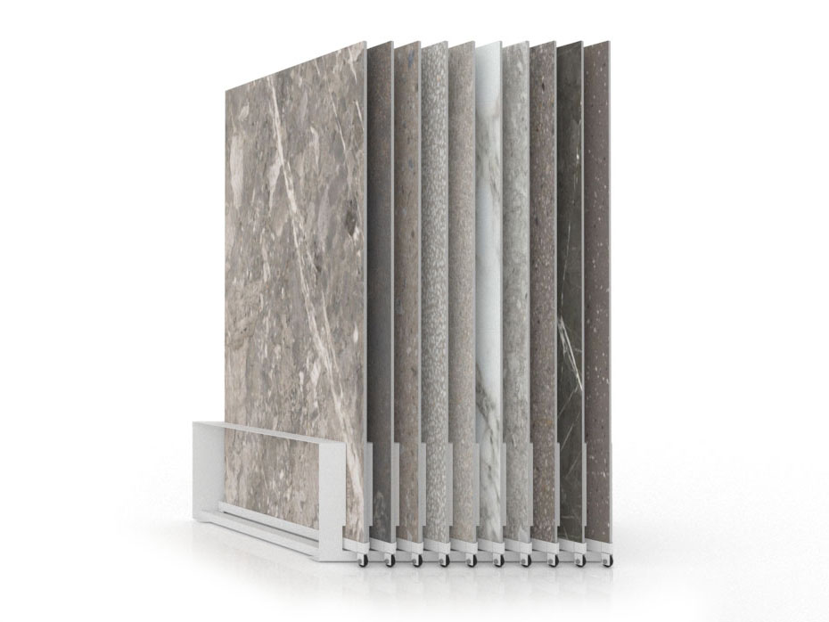 Expositor de azulejos Chicago V45 10P dx 160x80 blanco cerrado