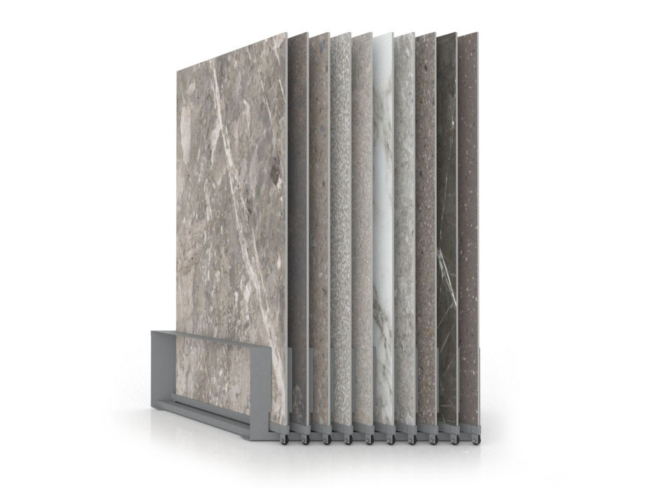 Expositor de azulejos Chicago V45 10P dx 160x80 plata cerrado