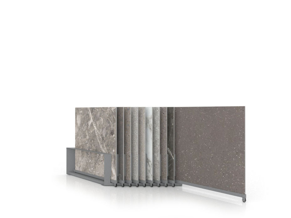 Expositor de azulejos Chicago V45 10P dx 90x90 plata abierto