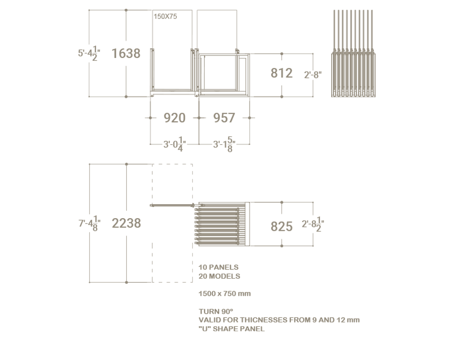 Exhibidores de pisos cerámicos Colorado 20 blanco 150x75 plano