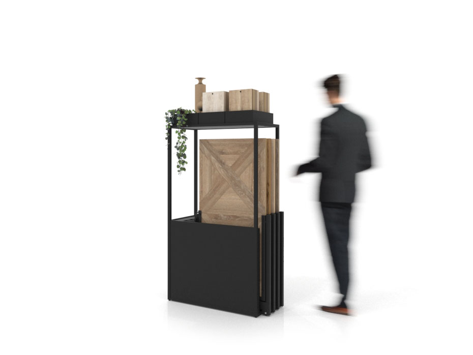 Expositor para suelos vinílicos Colorado Woodlook negro lateral