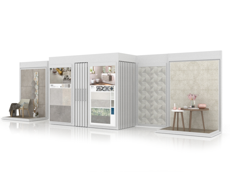Ambientes y expositores de azulejos Composición 102 blanco lateral
