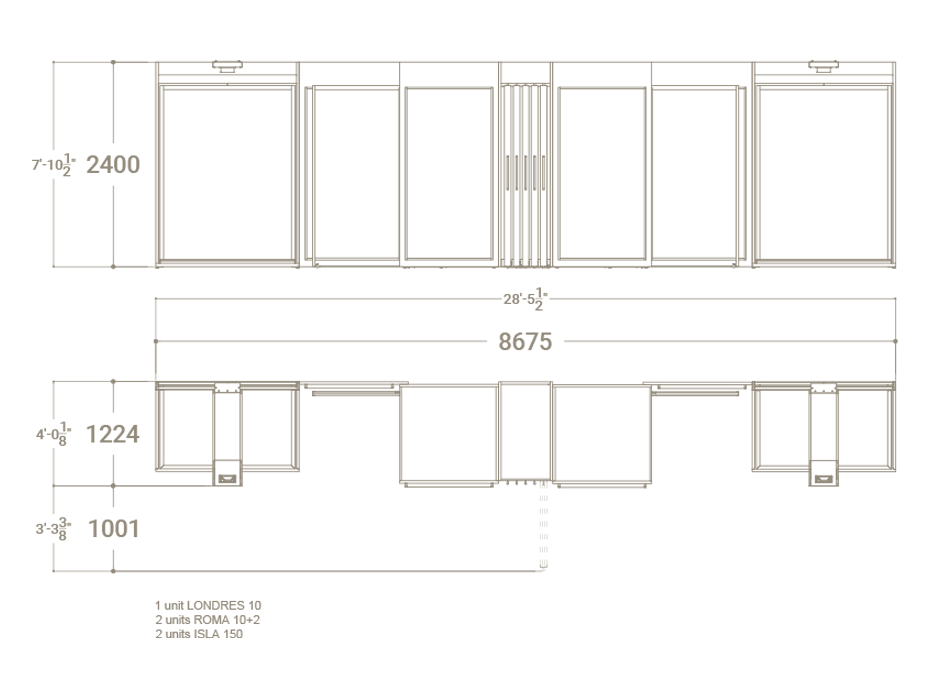 Ambientes y expositores de azulejos Composición 102 plano luz