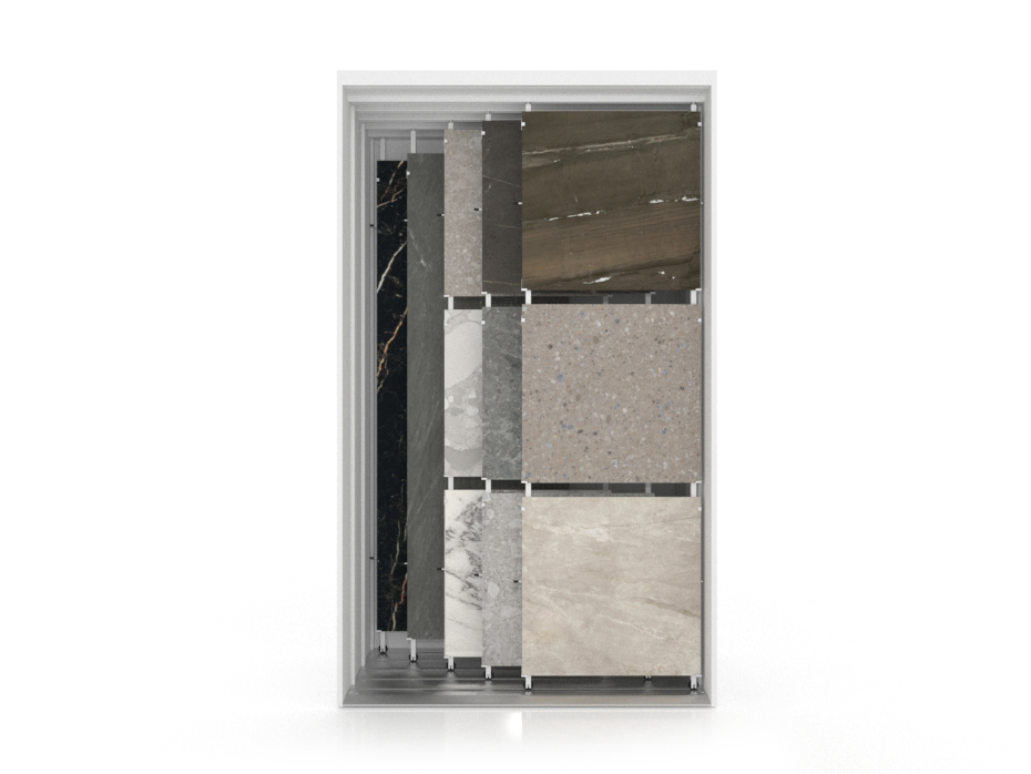 Expositor de azulejos multiformato Composition 117 5 blanco frontal