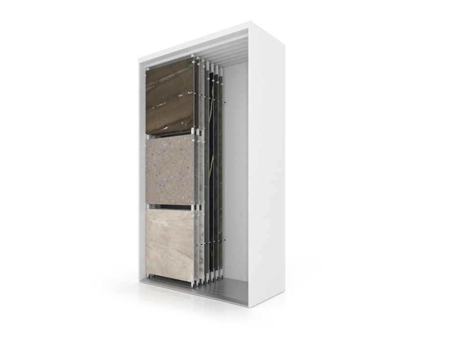 Expositor de azulejos multiformato Composition 117 7 blanco sx