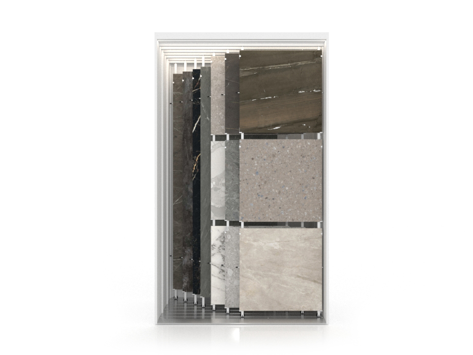 Expositor de azulejos multiformato Composition 117 7 luz blanco frontal