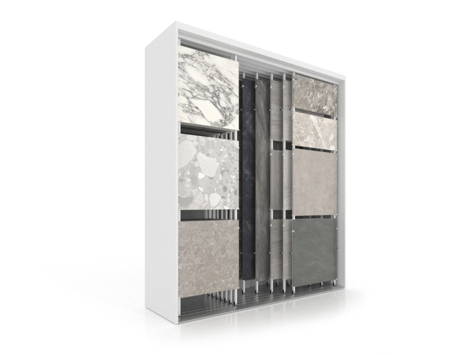Expositor para azulejos Composition 118 7 blanco lateral