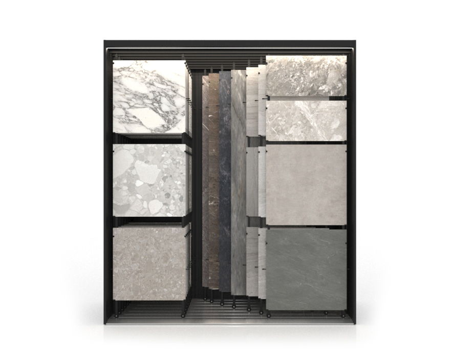 Expositor para azulejos Composition 118 7 luz negro frontal