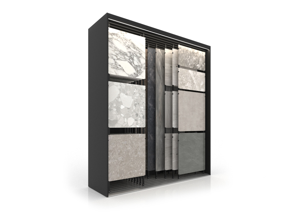 Expositor para azulejos Composition 118 7 luz negro lateral