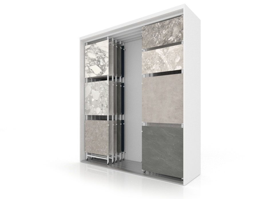 Expositor para azulejos Composition 118 blanco cerrado lateral