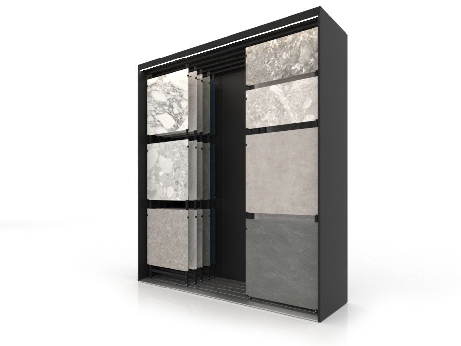 Expositor para azulejos Composition 118 negro luz izquierda