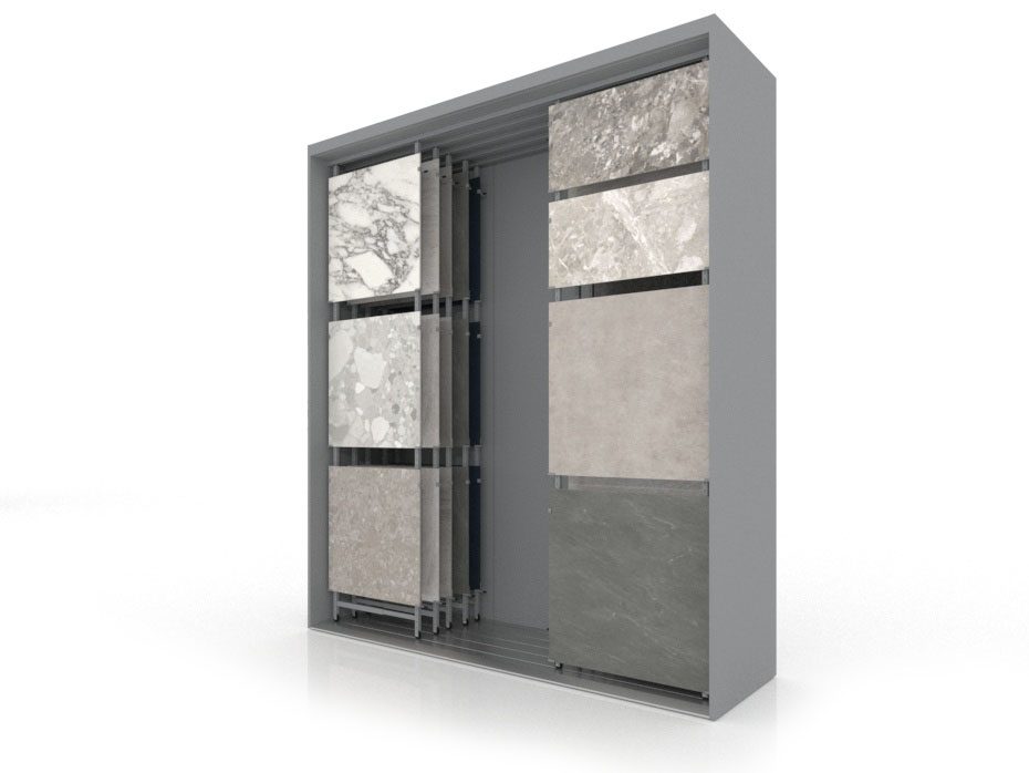  Expositor para azulejos Composition 118 plata lateral sx