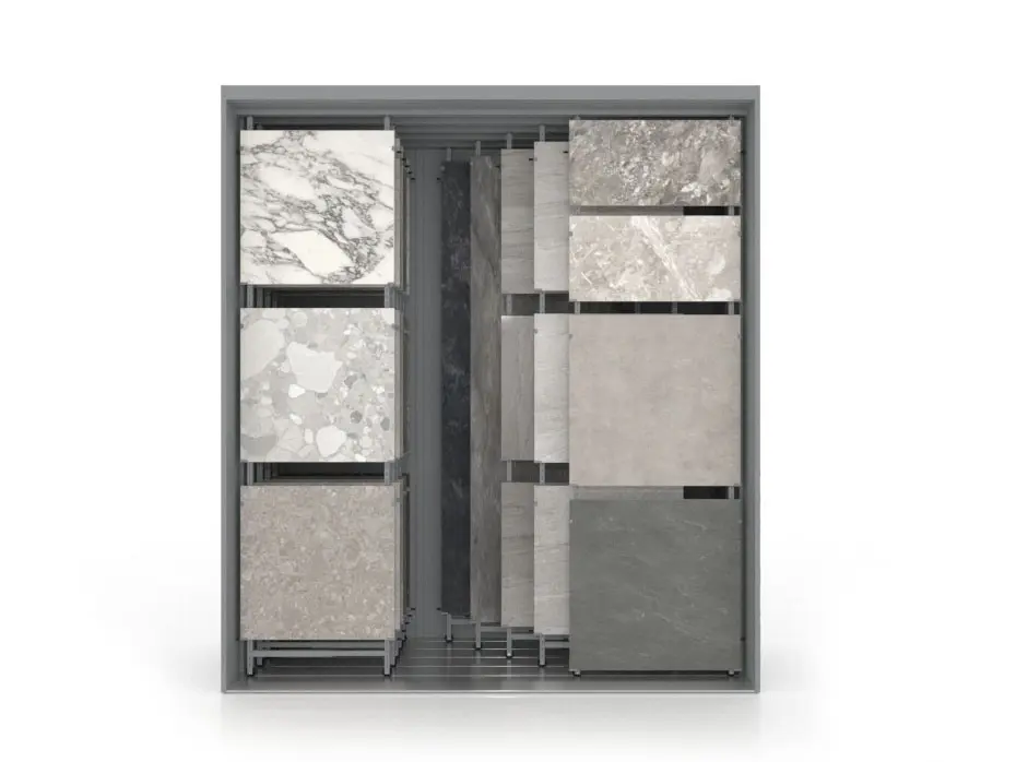 Expositor para azulejos Composition 118 plata frontal