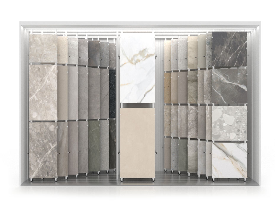 Expositor para azulejos Composición 120 7 luz blanco frontal