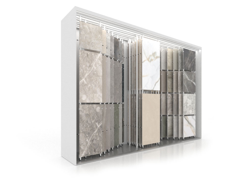 Expositor para azulejos Composición 120 7 luz blanco lateral
