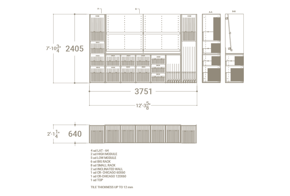 Expositor de azulejos Composition 127 plano