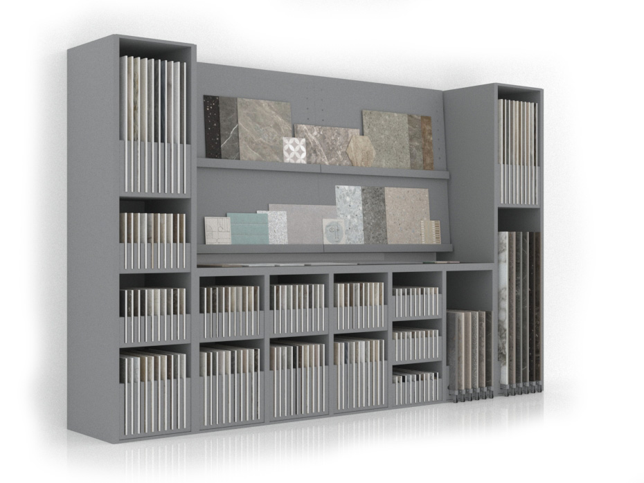 Expositor de azulejos Composition 127 plata frontal