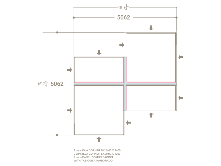 Ambiente para la exposición de cerámica Composition 135 plano