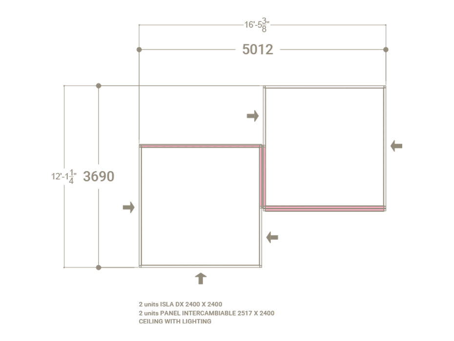 Ambiente expositivo de azulejos Composition 137 plano