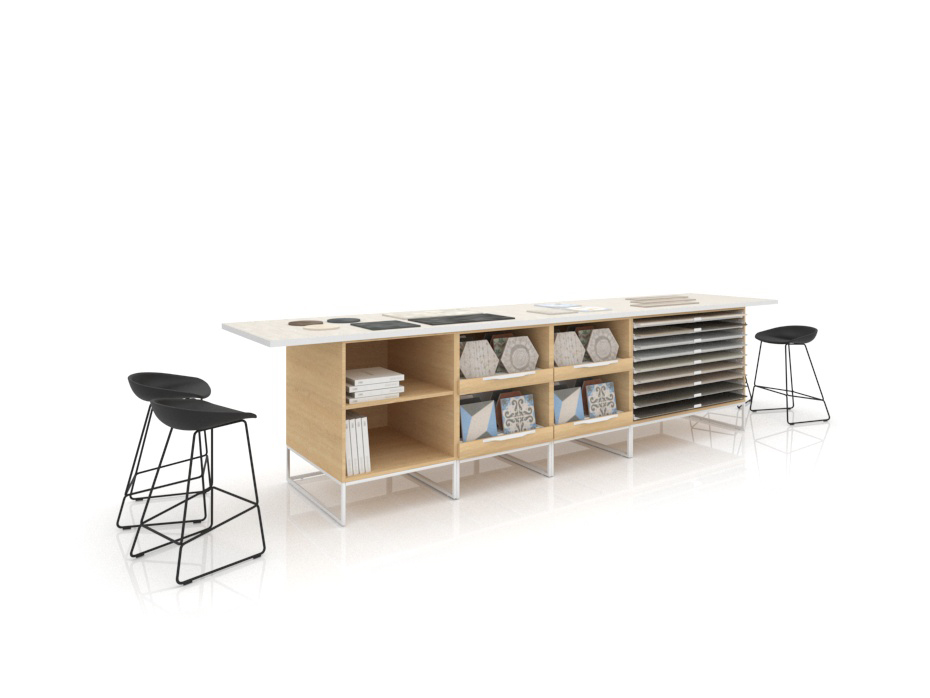 Banco técnico de trabajo Composición 147 madera vicenza blanco frontal