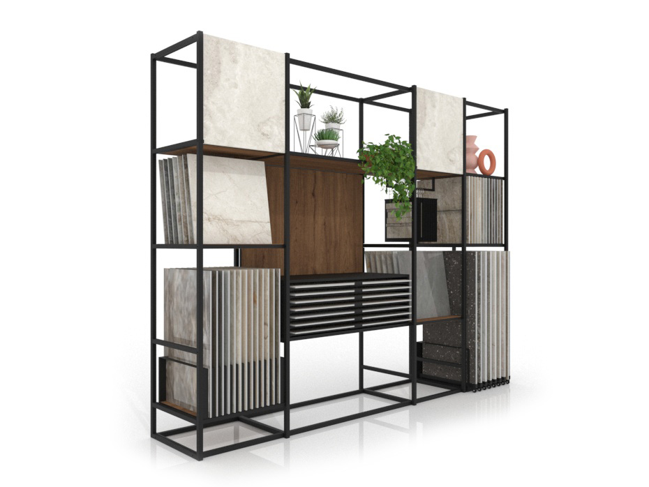 Ceramoteca Composición 158 madera old oak negro lateral