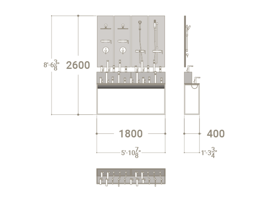Expositor para grifería Composición 161 plano