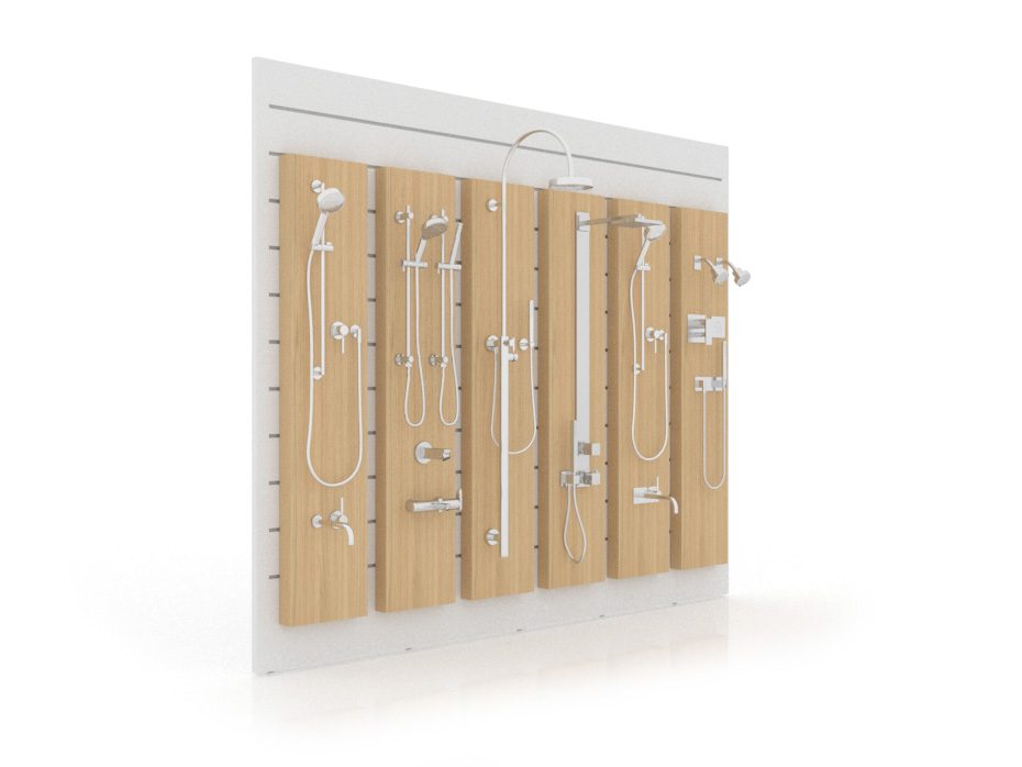Expositor para grifería de baño Composición 165 madera vicenza blanco lateral