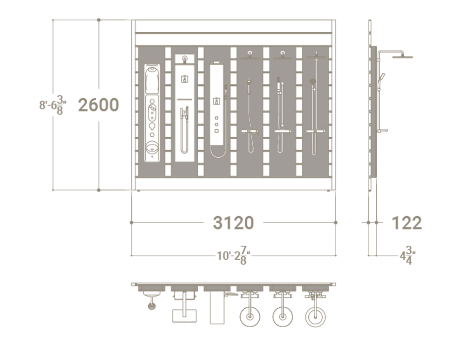 Expositor para grifería de baño Composición 165 plano