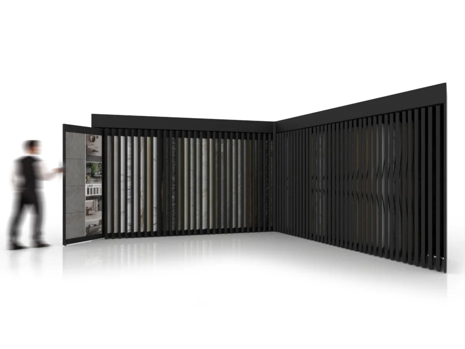 Mueble expositor de azulejos Composición 169 negro lateral