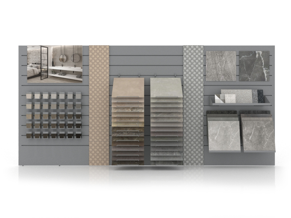 tiled display wall composition 175 Milan wall silver sx