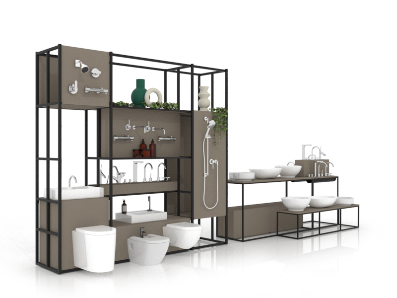 Expositor para baño Composición 181 double face madera gris cubanita negro lateral