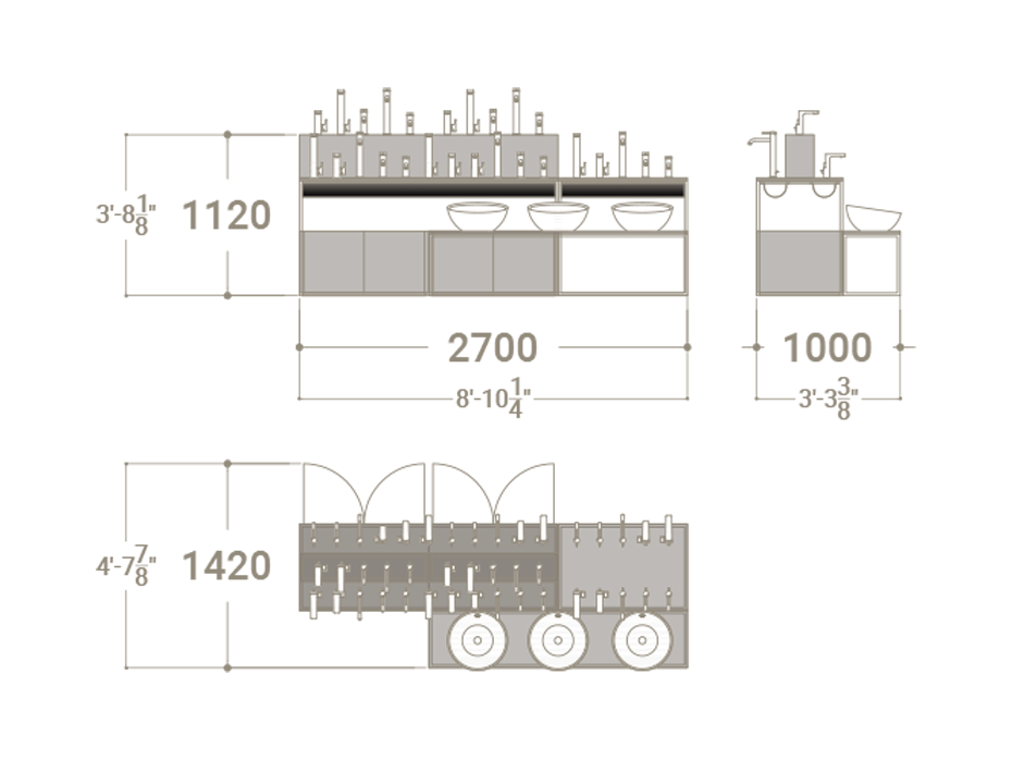 Expositores para lavabos y grifería Composición 183 plano