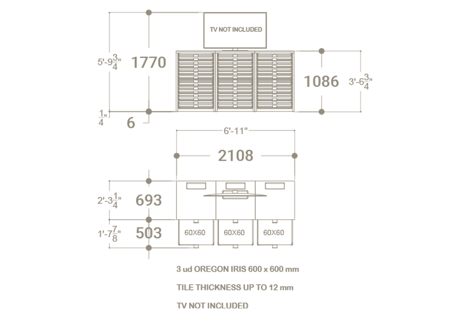 Cajonera digital para exponer azulejos Composición 190 plano