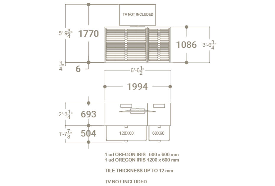Cajonera digital para exponer azulejos Composición 191 plano