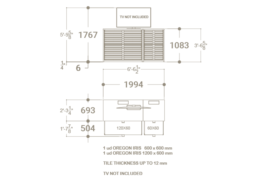 Cajonera digital para exponer azulejos Composición 191 plano