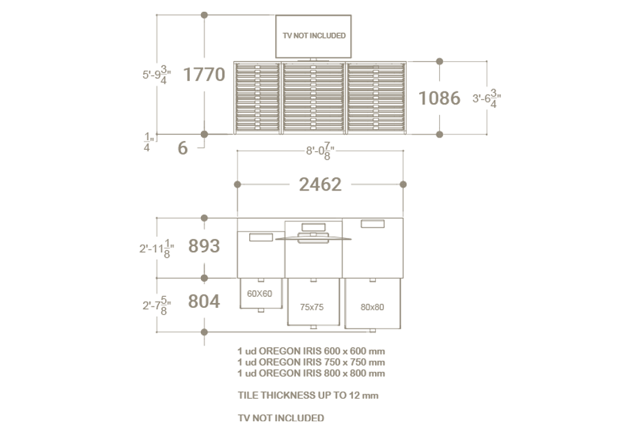 Cajonera digital para exponer azulejos Composición 193 plano
