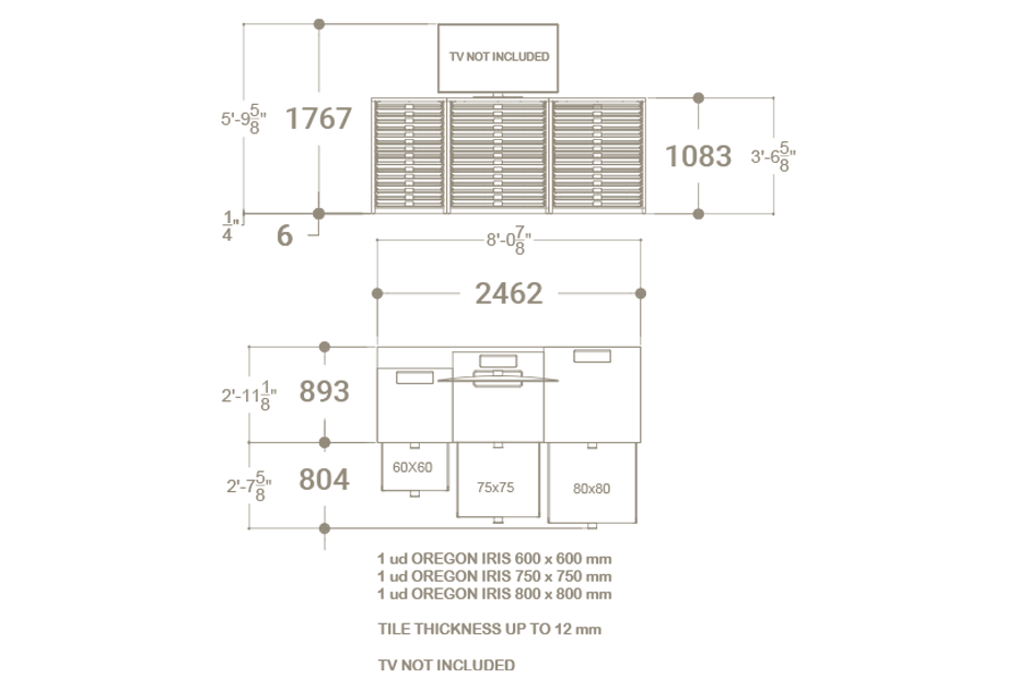 Cajonera digital para exponer azulejos Composición 193 plano
