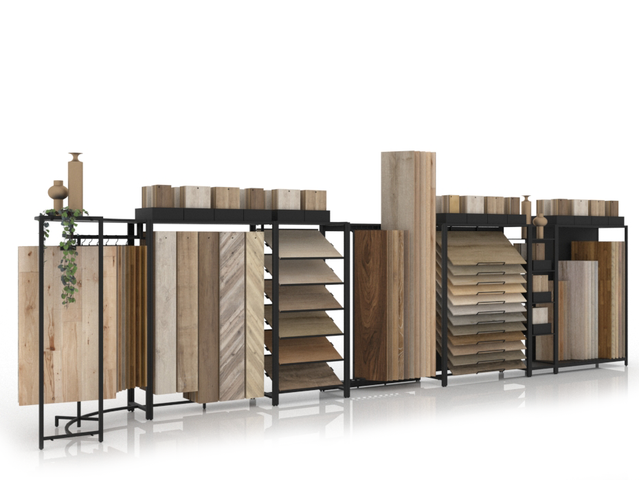 Expositor para exponer madera Composición 197 negro lateral