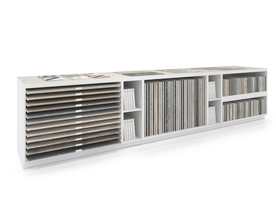 Composición 208 mesa técnica para azulejos lateral blanco