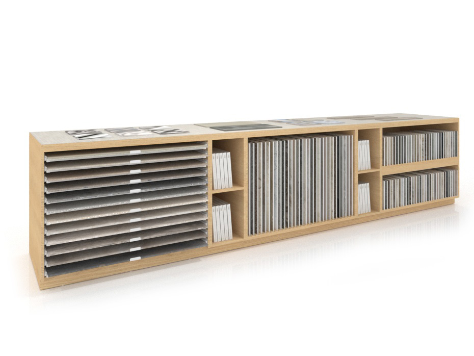 Composición 208 mesa técnica para azulejos lateral madera vicenza