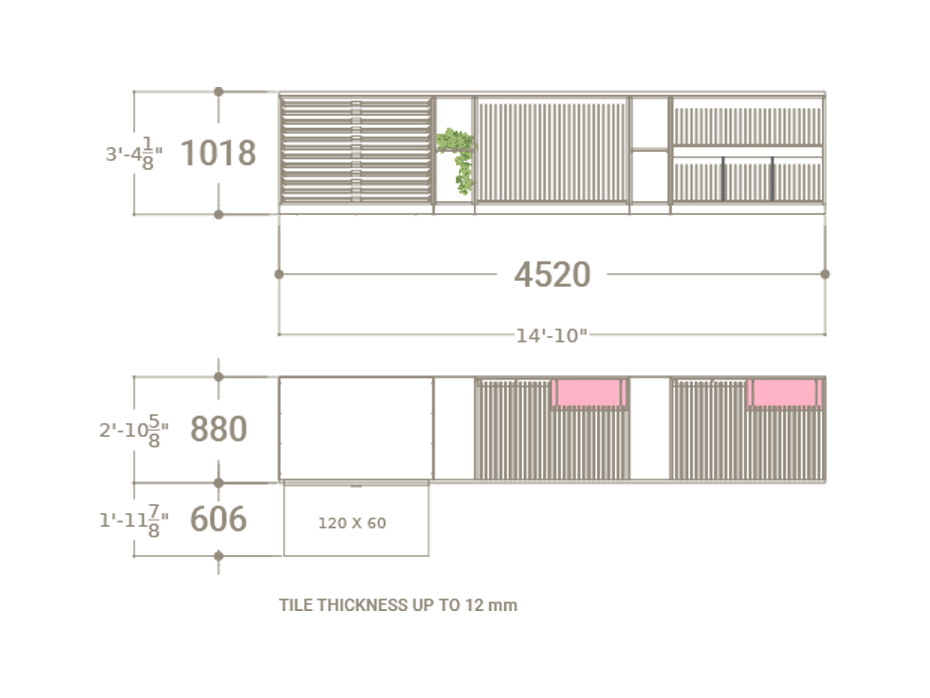 Composición 208 mesa técnica para azulejos plano
