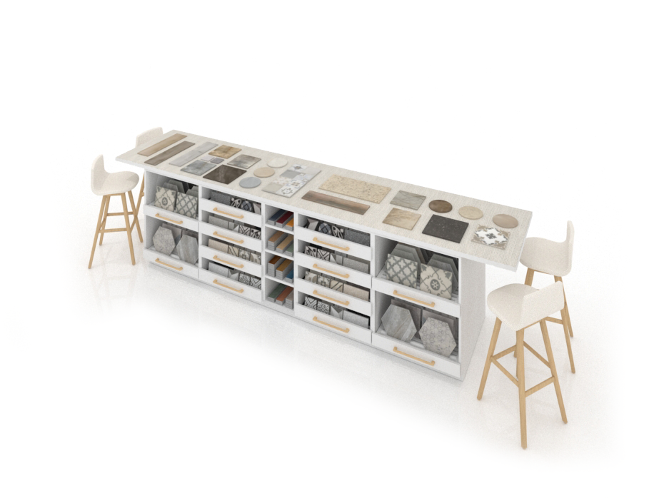 Mesa técnica para azulejos Composición 217 blanco frontal