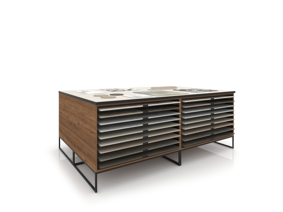 banco técnico para exponer azulejos compo 219 negro frontal